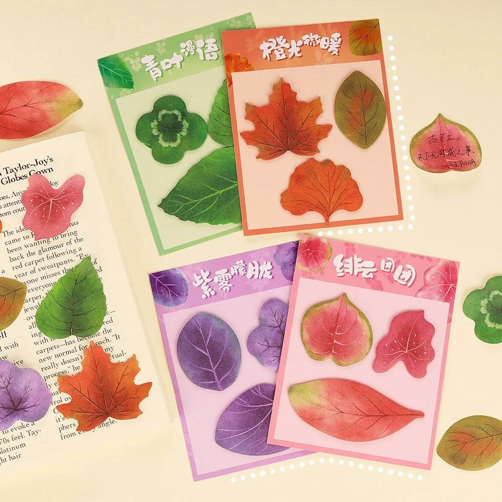 60/240 Sheets Sticky Notes Set Creative Simulation Tree Leaves Combination Cute Student Office Note Paper Freshness Maple Leaf