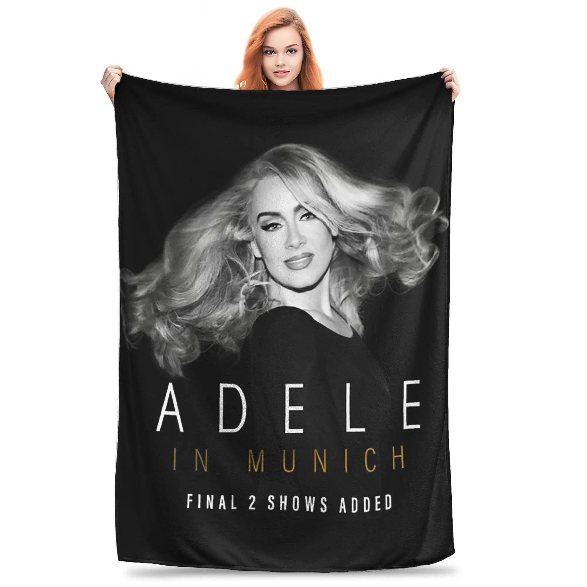 Flannel Throw Blanket Cool Singer Adele Tour 2024 Music Album Warm Plush Blankets Soft Bedding for Bed Living room Travel Couch