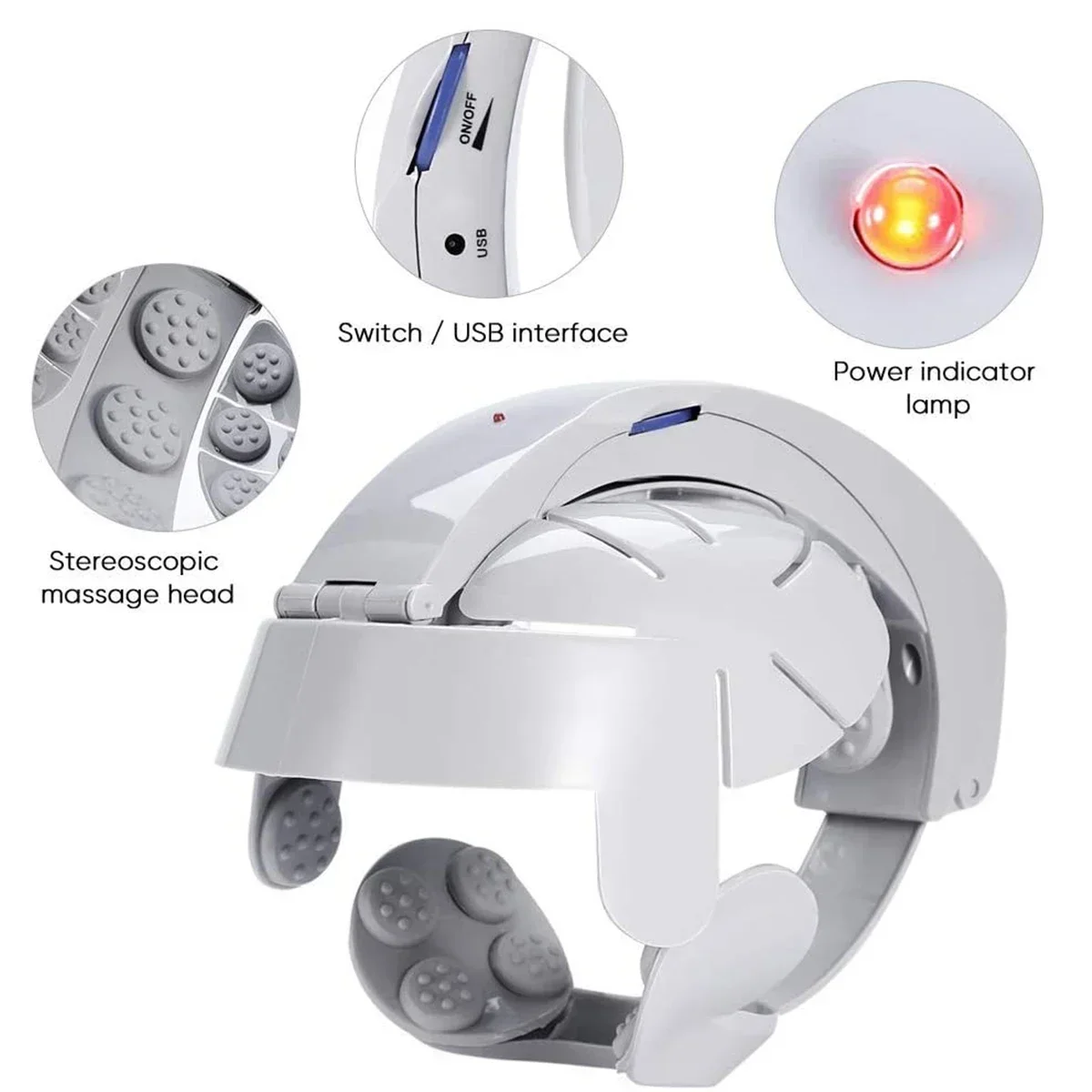 

Type Electric Head Massager Device Multi-functional Vibrating Scalp Massager Acupuncture Point Kneading Wearing Helmet Massage