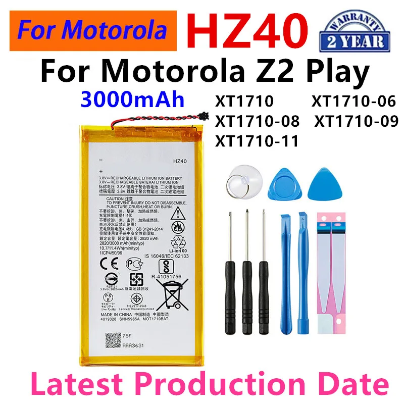 

100% Original HZ40 3000mAh Battery For Motorola MOTO Z2 Play XT1710 XT1710-06 XT1710-08 XT1710-09 XT1710-11+Tools