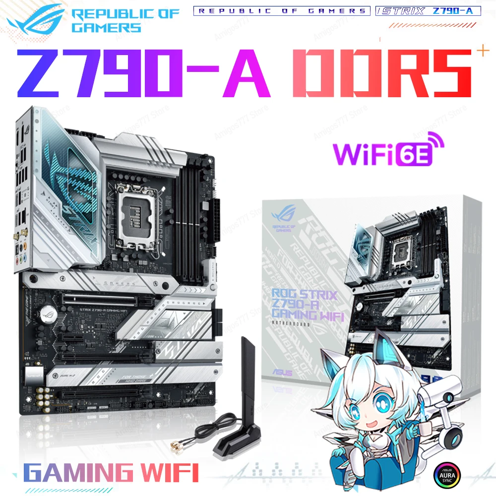 Intel Z790 White Gaming Motherboard LGA 1700 ASUS ROG STRIX Z790 A GAMING WIFI 6E 128G DDR5 7800MHz+OC 13th Gen PCIe 5.0 M.2 New