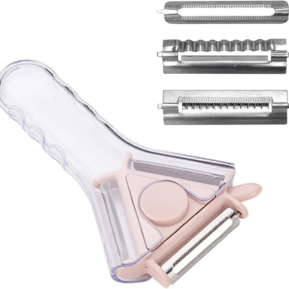 ​3-in-1 Peeler Vegetable Melon Fruit Potato Carrot Cucumber Multifunction Grater Julienne Peeler Slice Home Kitchen Too