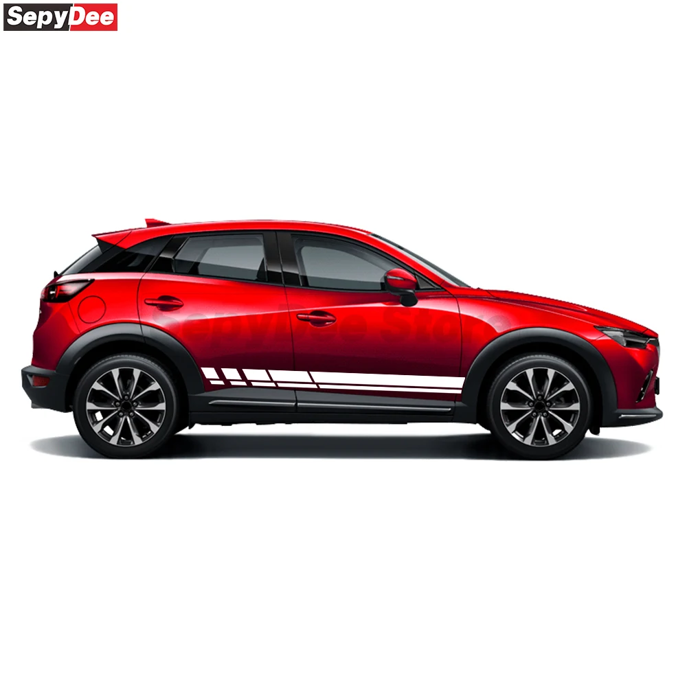 Car Body Door Side Long Stripes Stickers Hood Engine Cover Decor Vinyl Film Decals for Mazda CX-3 CX-30 Car Tuning Accessories