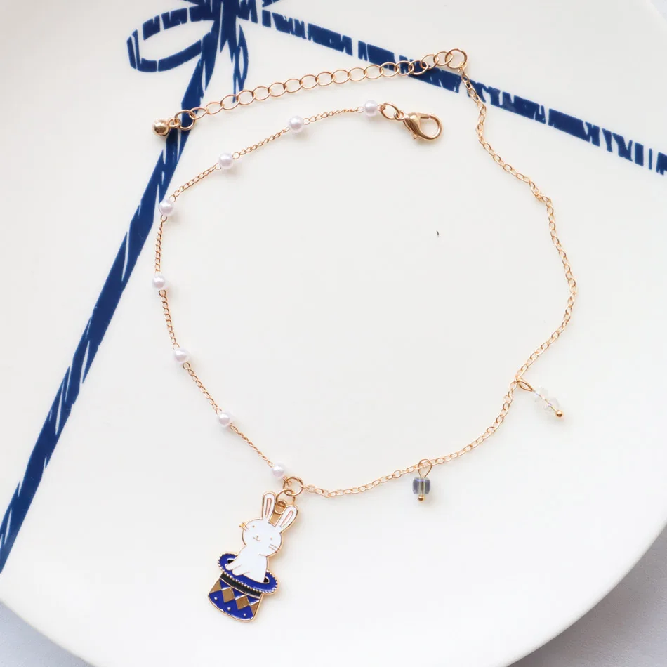 Cute Magic Rabbit And Hat Choker Necklace for Women with Pearls Beads - Birthday Gift Jewelry for Girls And Ladies