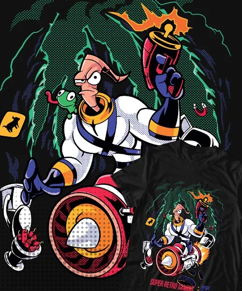 

Camiseta unisex Earthworm Jim Videojuego 90s Cotton anime T-shirt