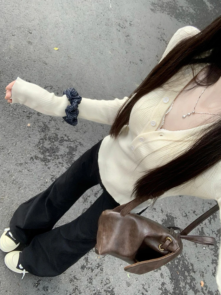 

Slim Fit Knitted Long Sve V-Ne Base irt Women's Autumn Winter New Sle Yellow Milk Color Inner Wear T-irt High End ...