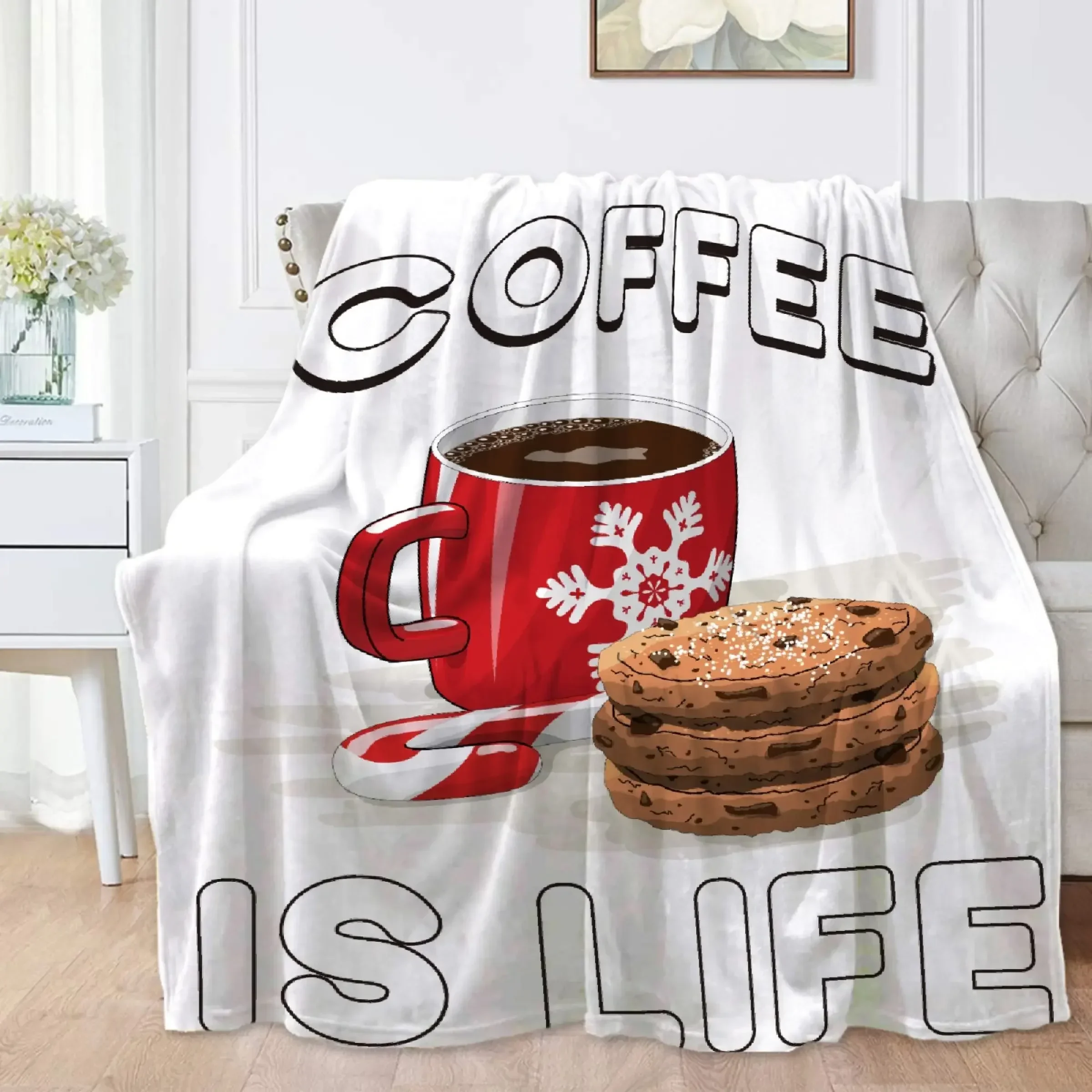 2026 My Blood Type Is Coffee Soft Blanket For Couch Bed Camping Cute Drinking All-Seasons Home Decor Gifts For Boys Fuzzy Cozy T