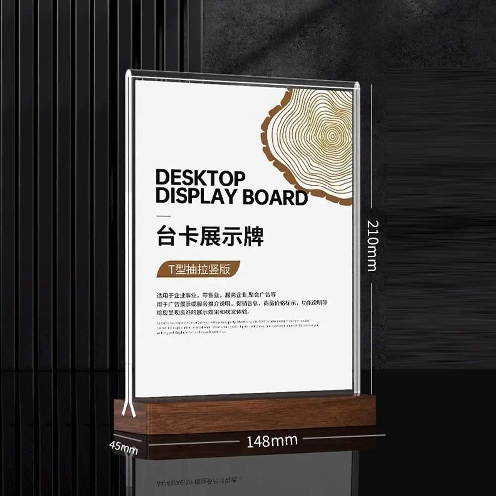 Durable A4/A5/A6 Desk Display Stand Double Side Clear Acrylic Bulletin Board Transparent Ad Frame Hotel