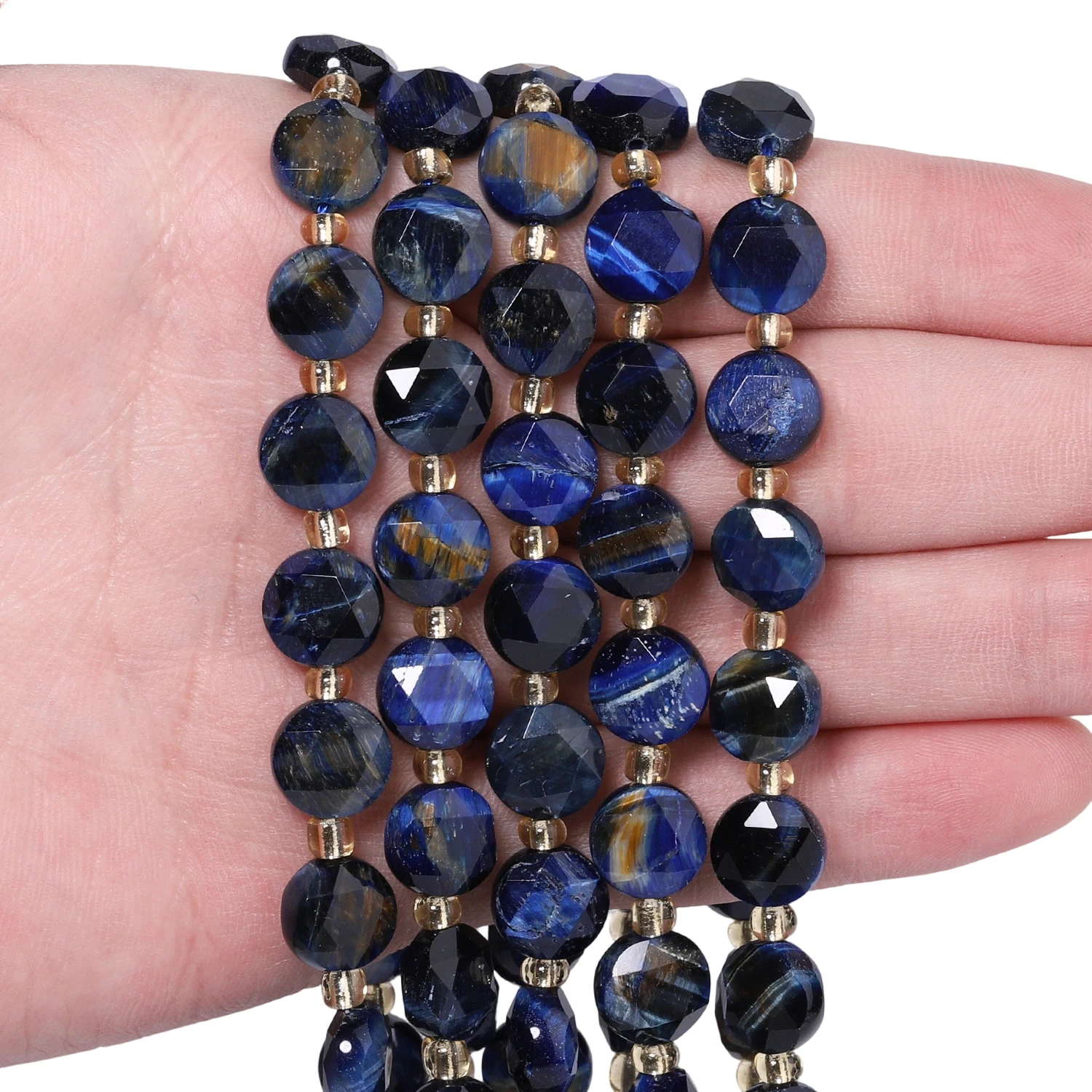 10x5mm AAA Faceted Coin Natural Stone Fuschia Tiger Eye Beads Rondelle Spacer Beads For Jewelry Making DIY Bracelets Accessories