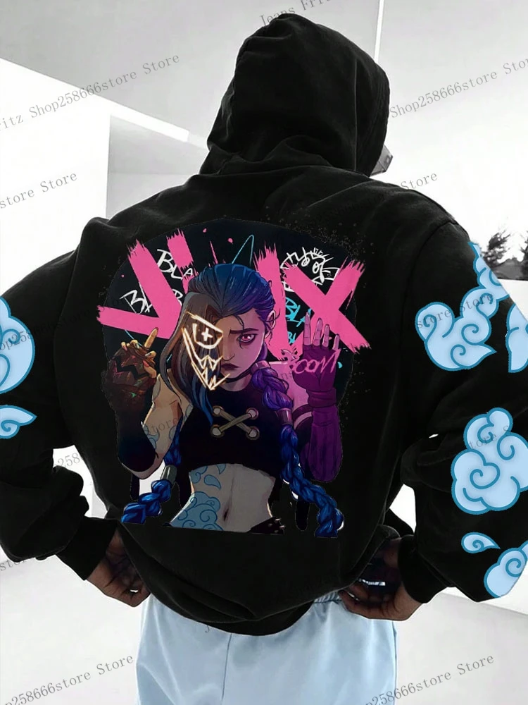 Popular Anime Arcane League Jinx Hoodies 3D Printed Men/Women Cartoon Tracksuit Sweatshirt Long Sleeve Boys Pullover Man Hoodie