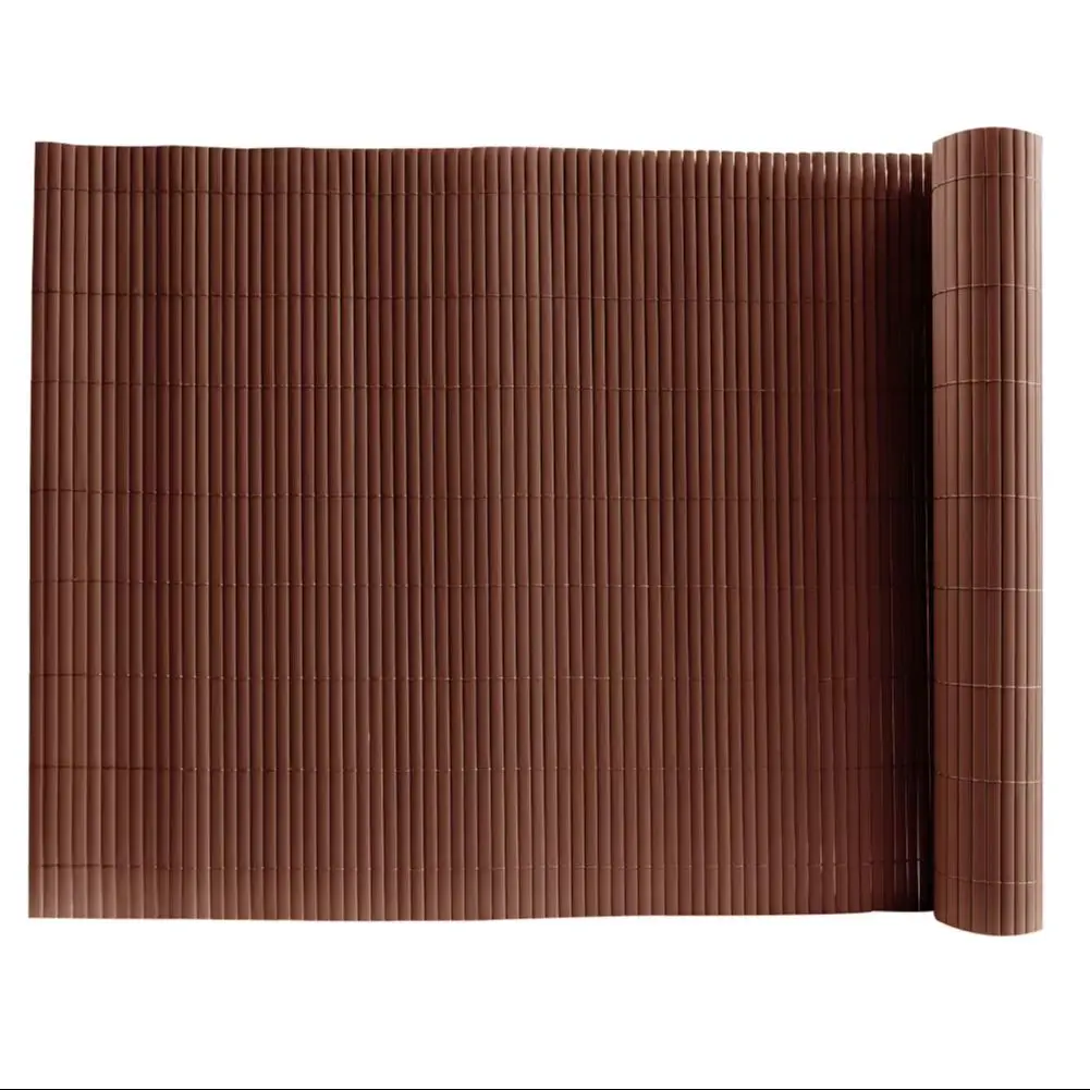 Brown PVC Fence Screen Bamboo Mat Border Panel Garden Wall Privacy Protect,1.8x3M