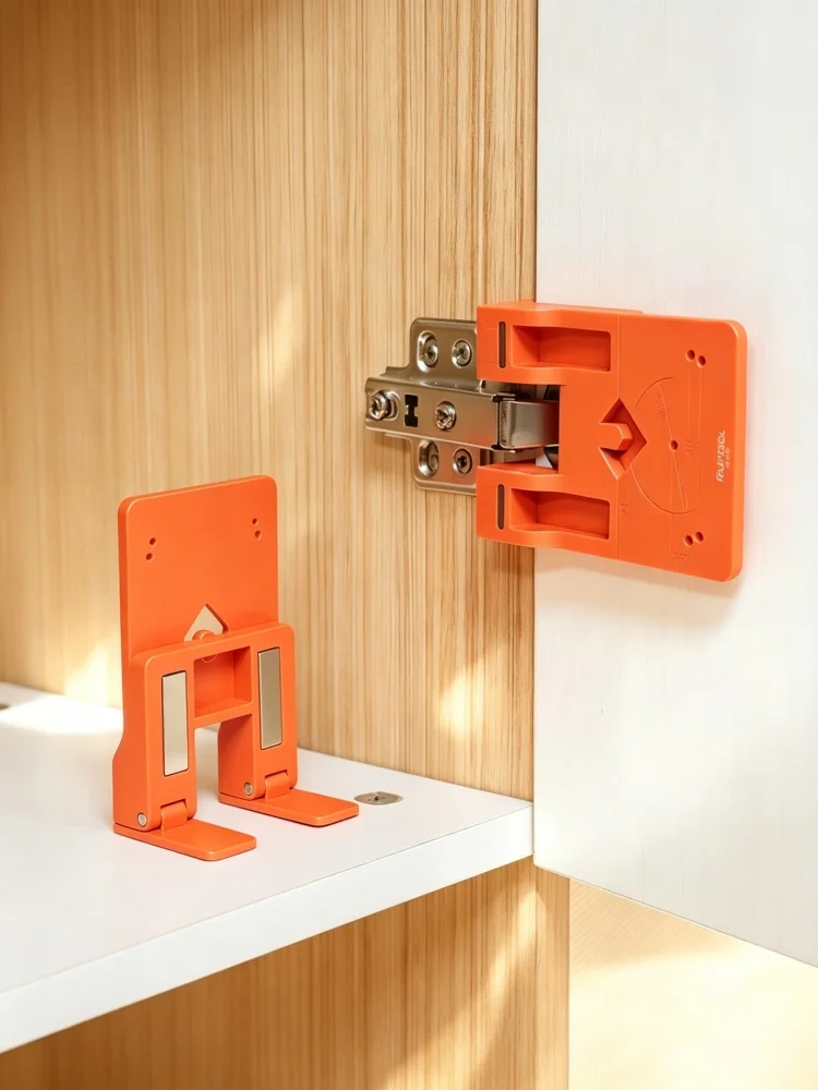 JUSTINLAU Magnetische Befestigungsplatte Schranktür-Scharnier-Installationsfixator Tragbarer Montage-Hilfsorter Holzbearbeitungswerkzeug – Detail 2