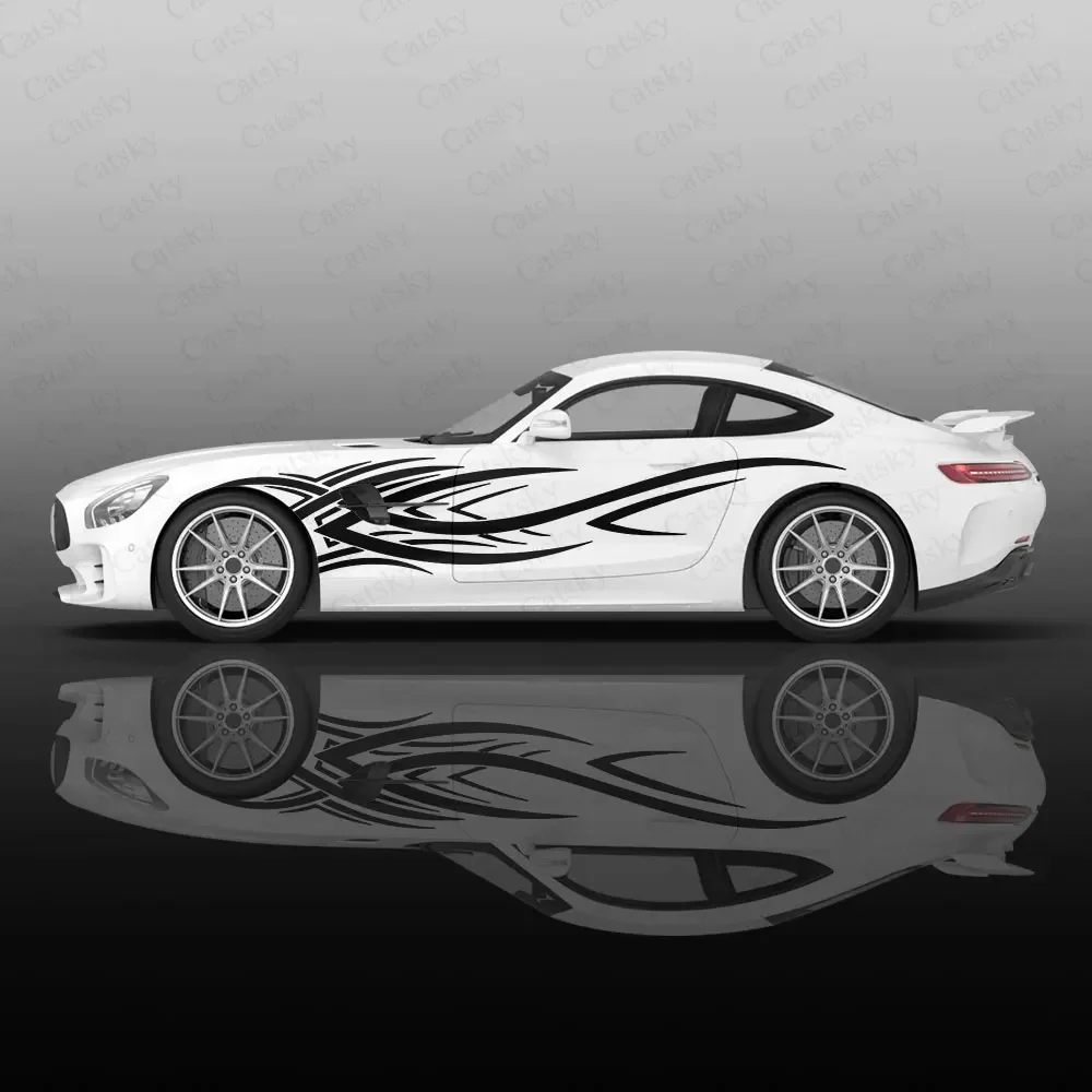 불규칙 불꽃 자동차 스티커, 범용 개조 레이싱 페인트 자동차 스티커, 측면 포장 그래픽 통증 자동차 스티커, 2 개
