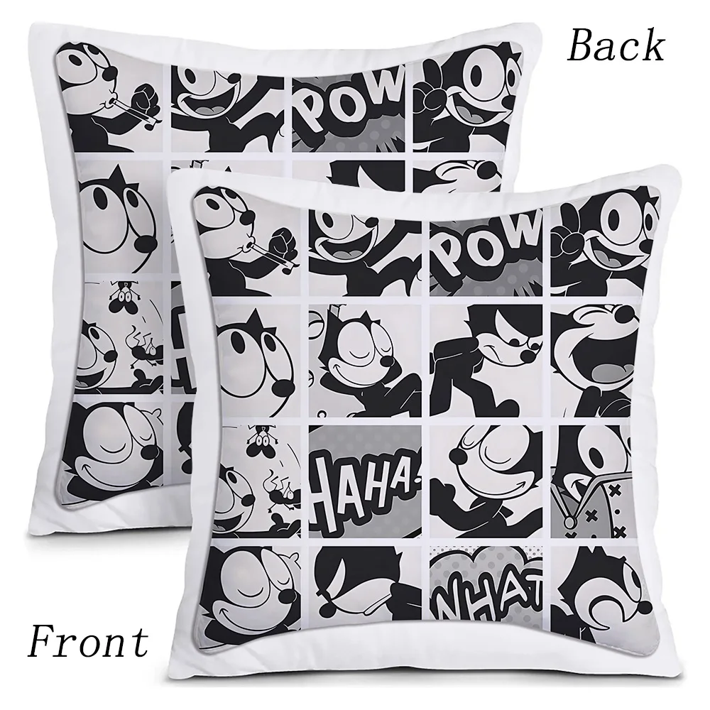 F-Felix The Cat Exquisite Pillow Covers Cartoon Sofa Decorative Home Double-sided Printing Short Plush Cute Cushion Cover