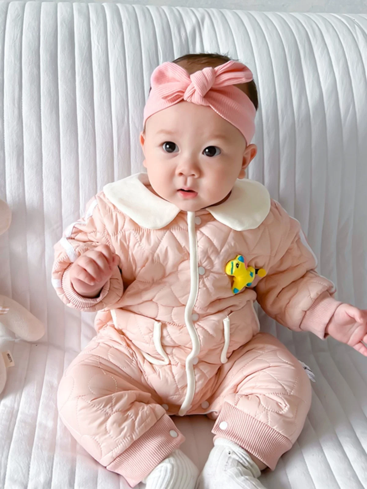 

Одежда для новорожденных: осенне-зимний тонкий хлопковый комбинезон с длинными рукавами, теплый, очень милый, с мультяшным принтом, модный.