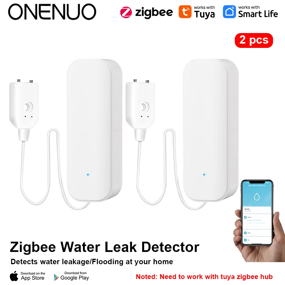 ONENUO Zigbee Water Level Sensor Tuya Leakage Alarm Flood Leak Detector Smart Home Life APP Water Alert Overflow Alarm