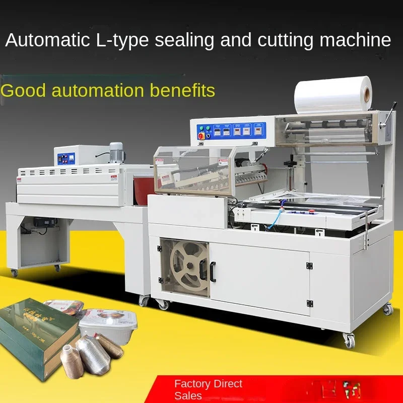 Full-Automatic L-Type Sealing Commercial Small Pillow Thermal Shrinking Film Packager Instant Noodles Plastic-Envelop Machine