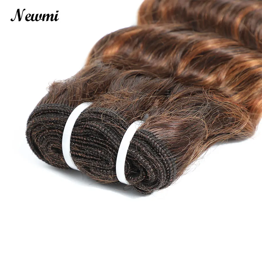 P4/30 # bundel rambut manusia gelombang dalam 30 inci 3 atau 4 bundel ikal dalam warna coklat gelap basah dan bergelombang rambut Remy 100%