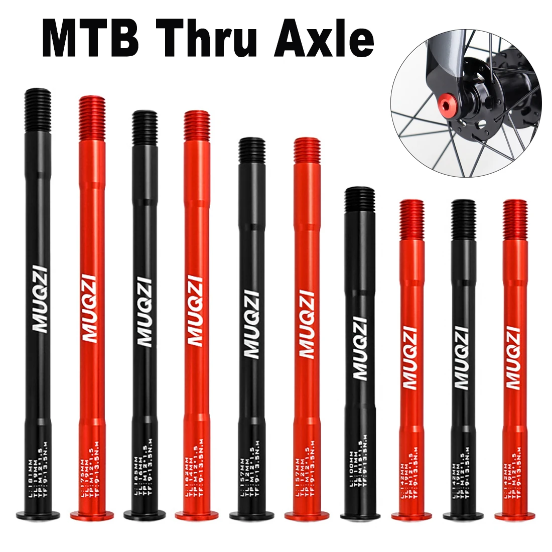 MTB Thru Axle 15x100 15x110 12x142 12x100 12x148 Road Bicycle Wheel Axle 12mm 15mm Hub Thru Axle Fork Shaft
