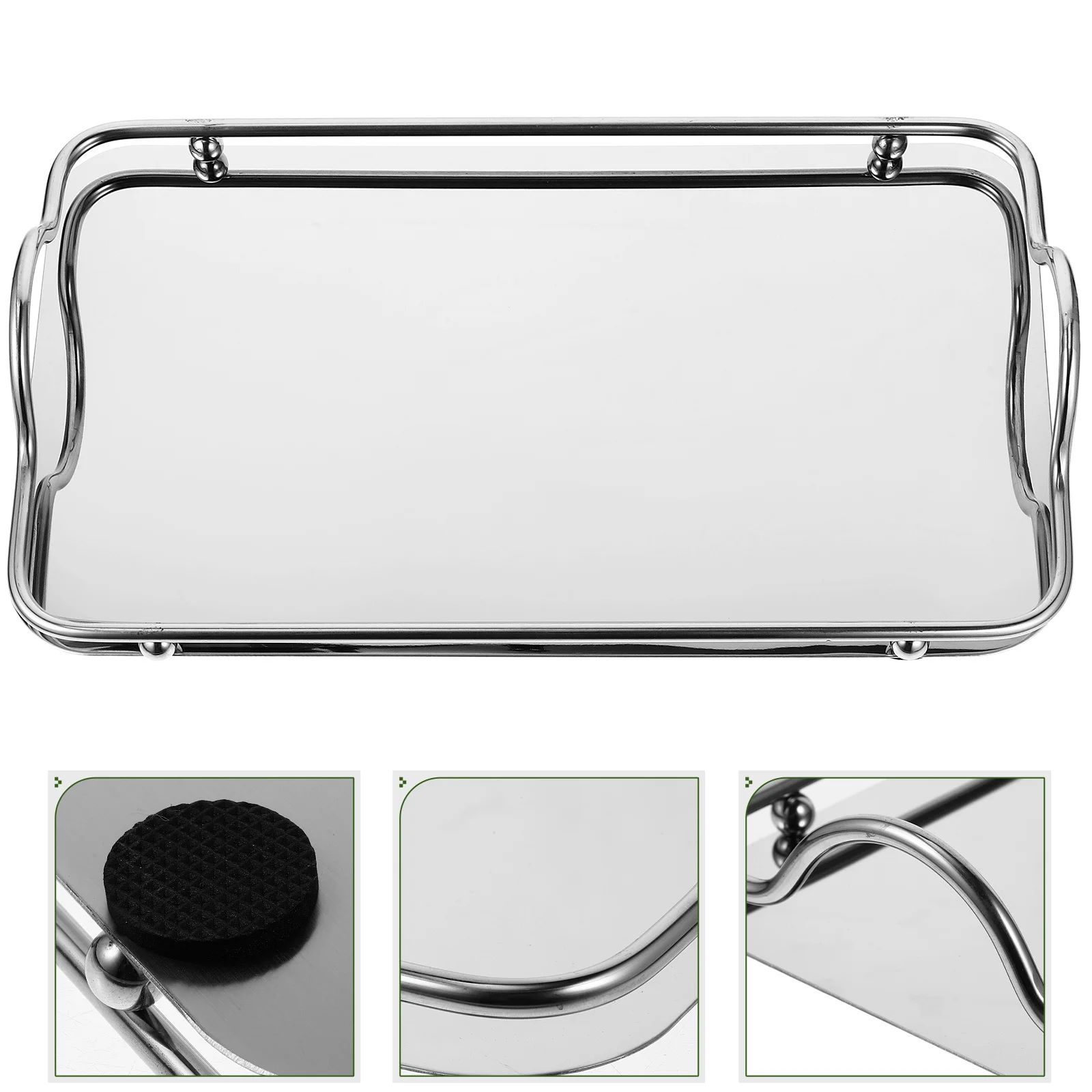 

Stainless Steel Rectangular Serving Tray with Handles Sleek Design for Wedding Party Birthday Festival Home Coffee Bar