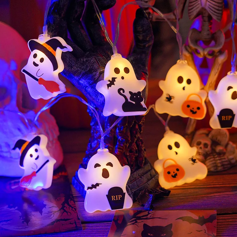 Halloween Ghost 10/20LED String Lights Battery-Powered Eerie Themed Decorative Lights for Indoor Home Bedroom Party Decor