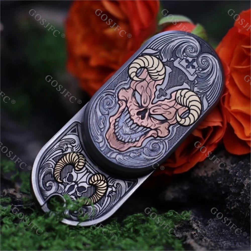 FZEDC F2 Candela magica Meccanica a cricchetto denso Titanio Intaglio del dito Fidget Slider Giocattolo di decompressione