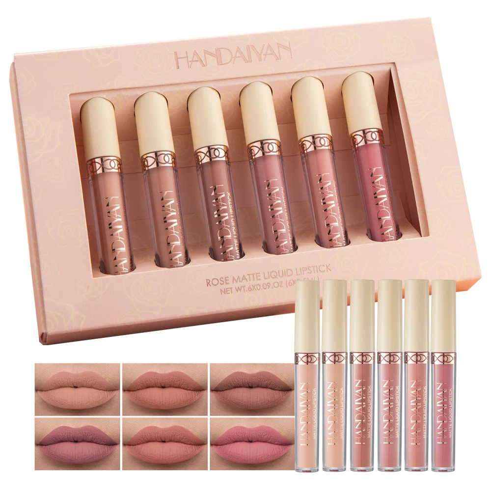 Nude Liquid Lipstick Set Ultra Matte Velvet Waterproof Long Lasting Lip Glosses Makeup Cosmetic Kit Make Up  Lipgloss Maquiagem