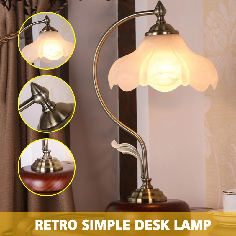 

Retro Decorate Table Lamp Study Desk Light Bedroom Bedside Lamp E27 American Simple Night Lights Creative Warm Lighting 110~220V