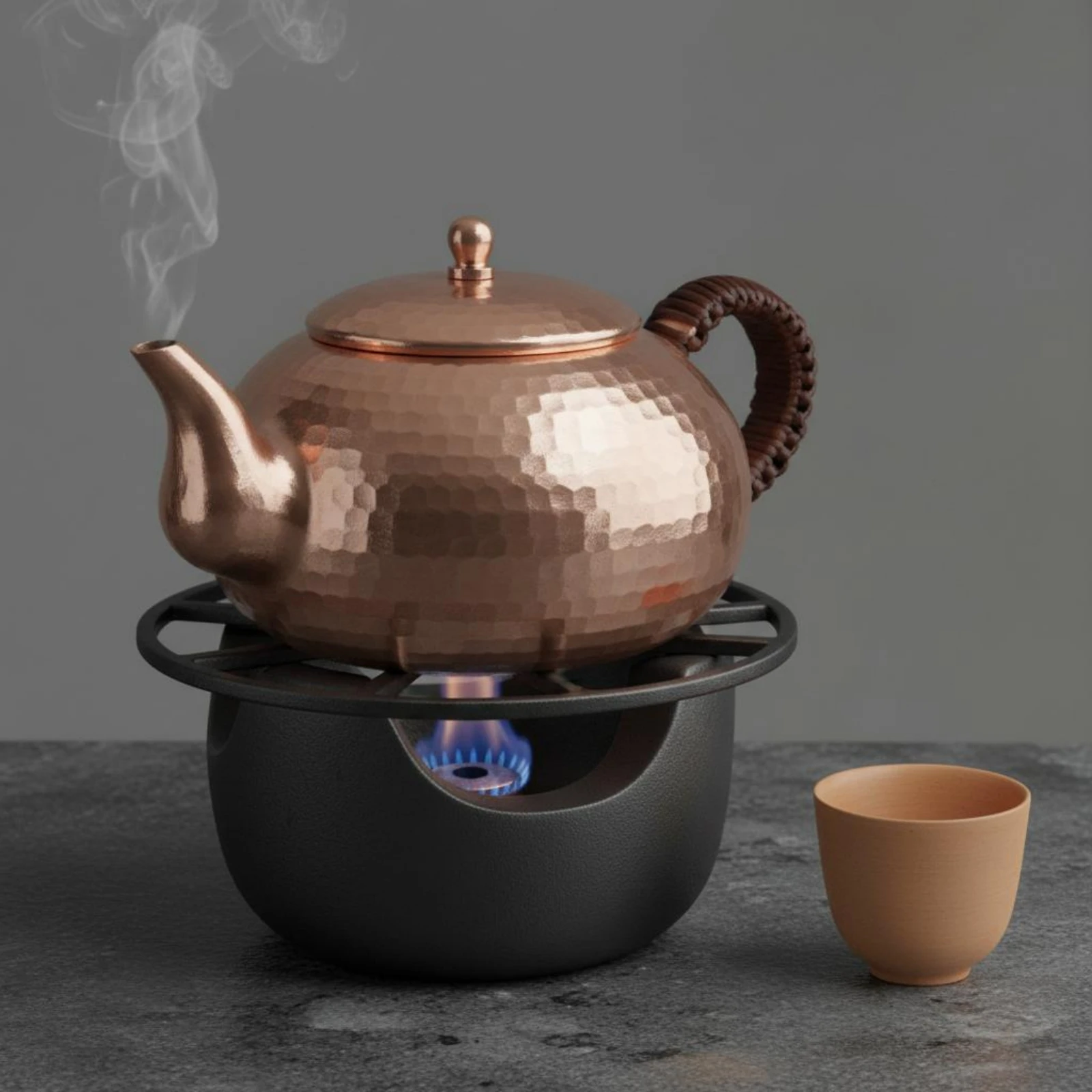 Hammered Copper Kettle Thickened Copper Teapot Side Handle Teapot Artisanal Kitchenware Non for Water Boiling