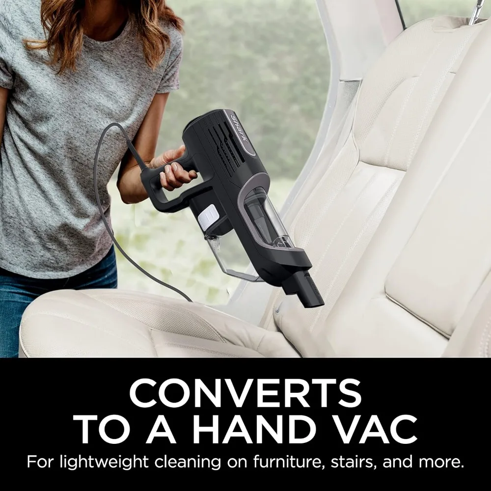 Corded Stick Vacuum, with Swivel Steering, LED Headlights, Removable Dust Cup, and 2 Pet Tools, for all Floors, Lavender,Black