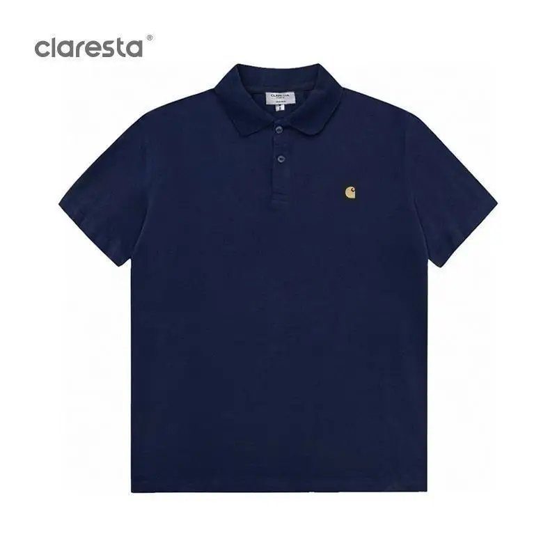 Classic men's and women's polo shirt embroidered short t loose solid color bottoming T-shirt
