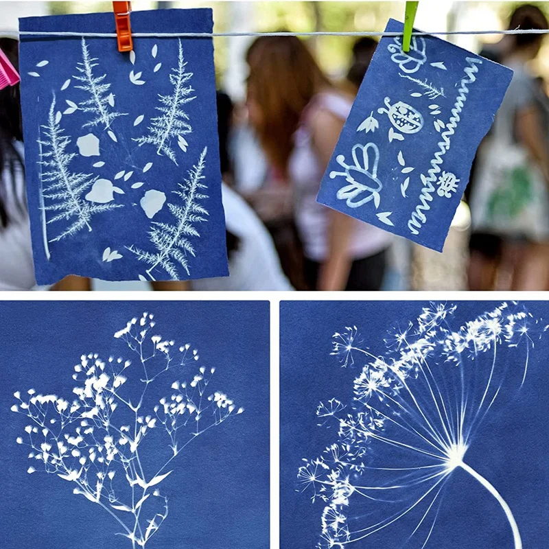 33 Pcs Sun Print Paper Cyanotype Paper Kit, A5 Solar Drawing Paper Sensitivity Sun Print Nature Printing Paper