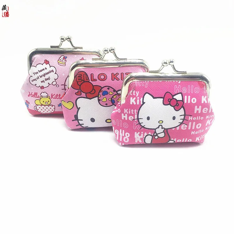 Hello Kitty New Cartoon Coin Purse Creative Small Wallet  Wholesale Purses Pink My Melody Bags Keychain Kawaii Wallet Kid Purses