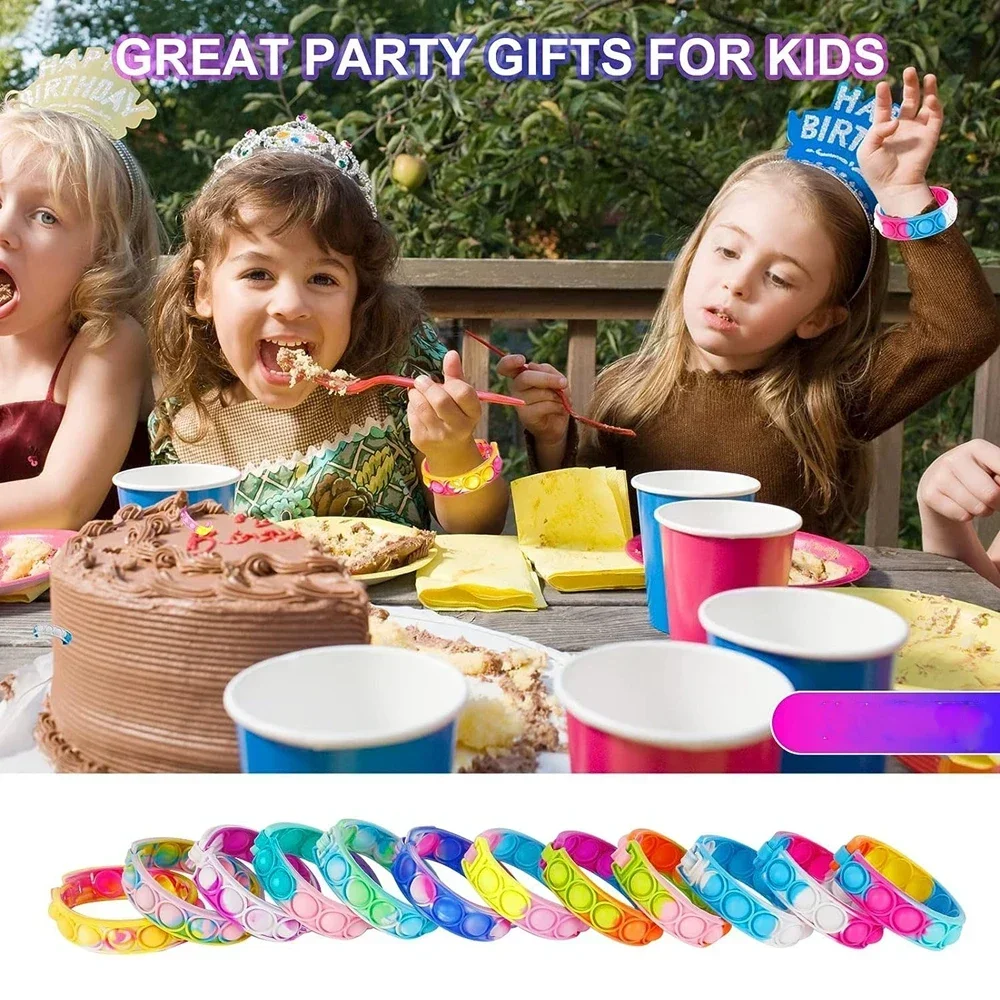 

1-30 шт. Браслеты-антистресс Pop It: сенсорные игрушки для снятия стресса, подарки для детей на вечеринки