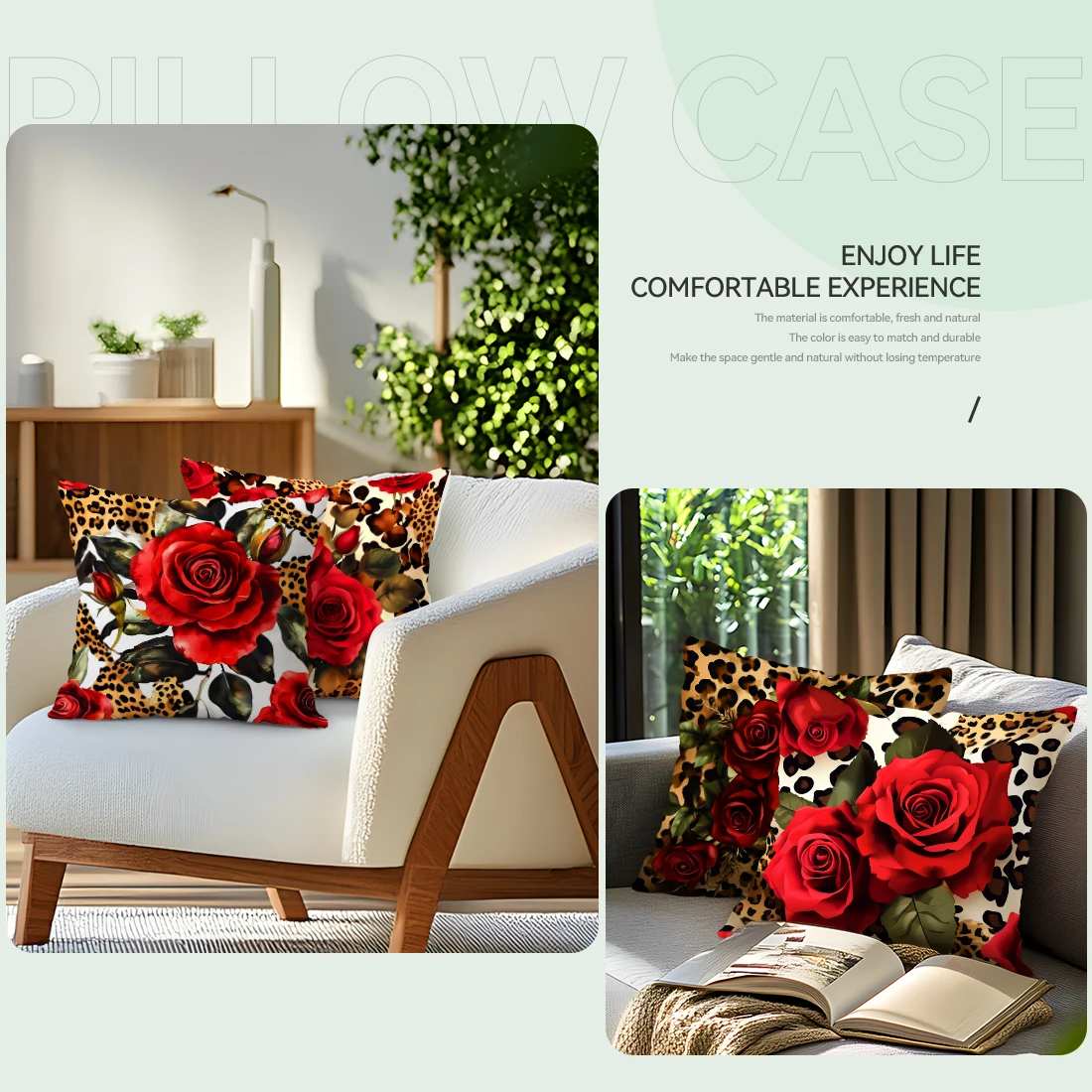 

Leopard print rose Cushions Pillowcase Polyester Cushion Cover Throw Pillow Sofa Decoration Pillowcover Home Decor