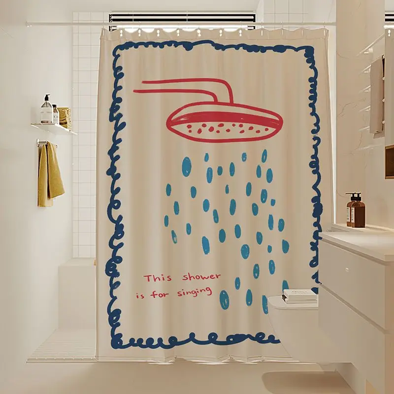 Shower Curtains Shower Curtain Luxury Cute Hand Drawn Shower Head Rain Drop Text Print Shower Curtain This Shower Is For Singing