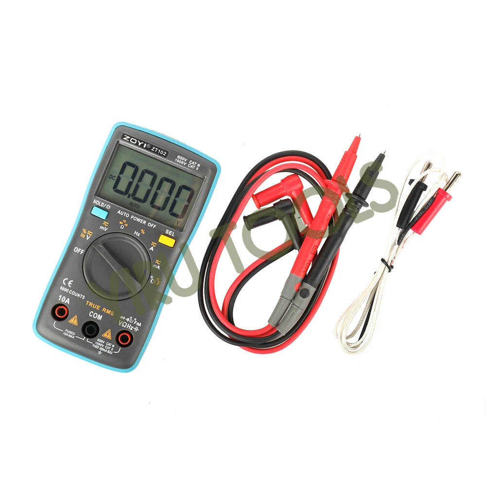 ZOTEK/ZOYI ZT102 Mini 6000 Counts Auto-Ranging Digital Multimeter AC/DC Voltage Current Tester with Temperature Measurement