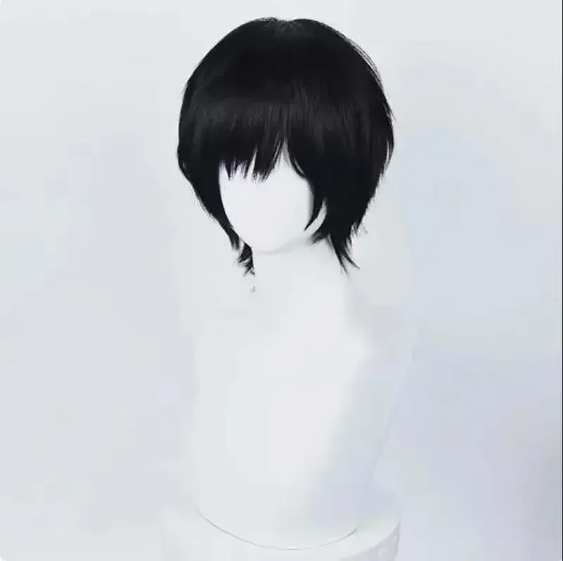 WHIMSICAL W Synthetic Anime Yoshidda Hirofummi Cosplay Wig 35cm Short Black Heat Resistant Hair Man Party Wigs