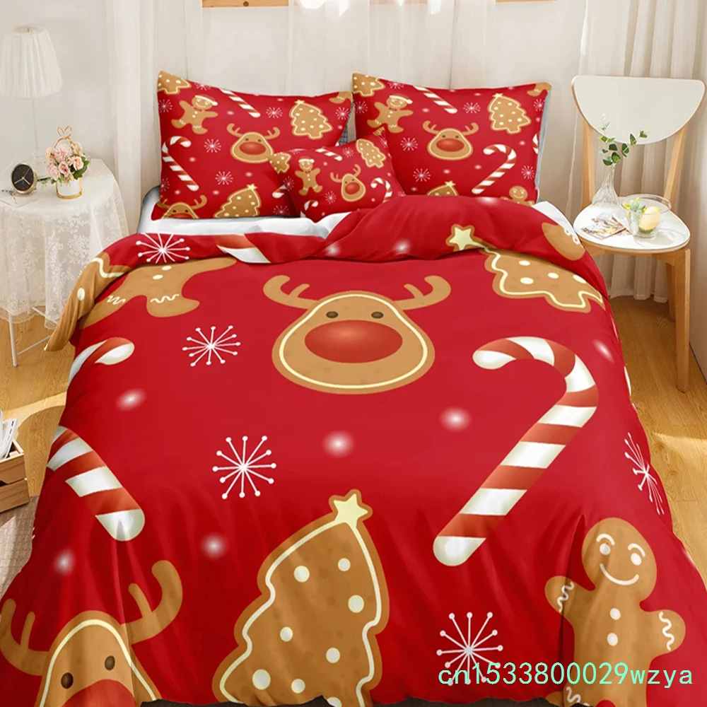 Red Christmas Duvet Cover Bedding Sets Snowflake Duvet Cover Set White Snowflake Microfiber For Bedroom Decoration Teens Women