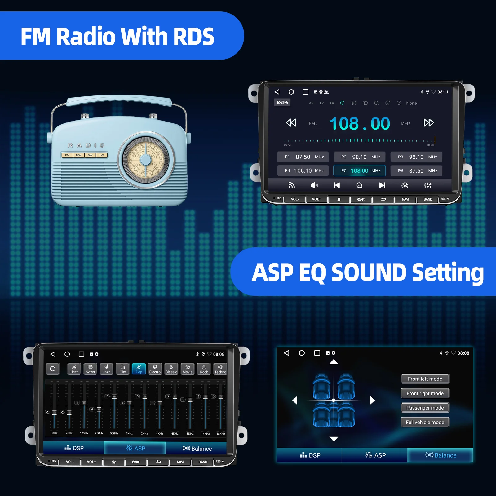9 "أندرويد 14 4 + 64G أبل CarPlay راديو ستيريو للسيارة لشركة فولكس فاجن جولف 5 6 باسات B6 B7 بولو توران تيجوان العلبة نظام تحديد المواقع نافي واي فاي SWC FM BT #6