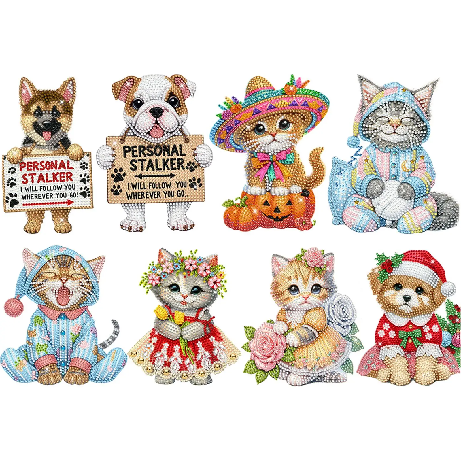 

Акриловые наборы для алмазной вышивки с качающейся головой кошки и розой, настольные украшения для дома и офиса