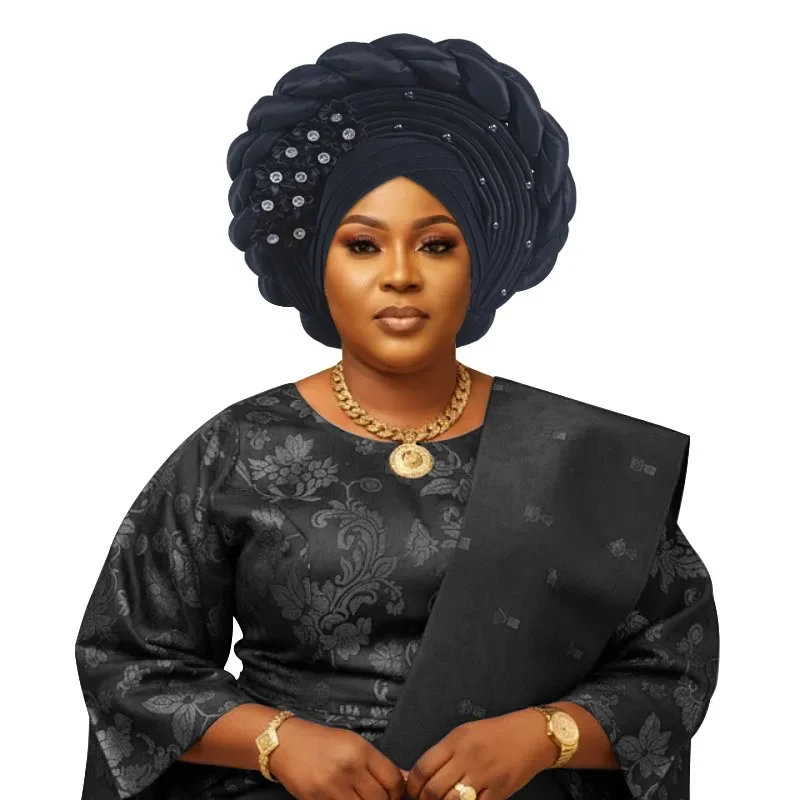 Turbante Preformado para Mujer, Gorro de Boda Nigeriano, Accesorio Africano Auto Gele, Pañuelo para la Cabeza, Gorro, Envoltura para la Cabeza, Hiyab