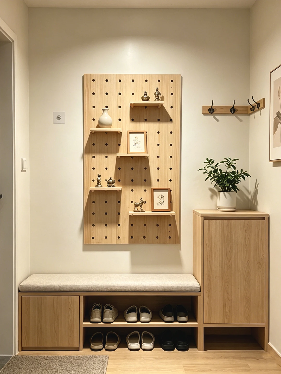 wood-hole-board-rack-entrance-hall-wall-display-storage-rack-bookshelf-hanging-partition-organizer-shelf-customizable