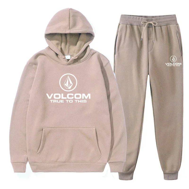 2025 Conjunto de ropa deportiva clásica de otoño e invierno para hombre, conjunto de sudadera con capucha y pantalones de chándal para hombre, cálido informal de otoño e invierno