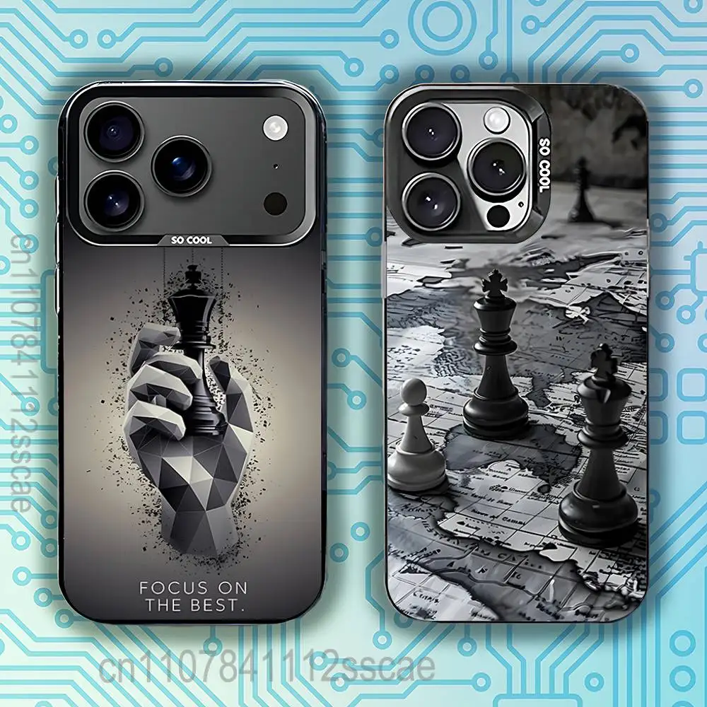 

Chess Board Phone Case For iPhone 17,16,15,14,13,12,11,Pro,Max,Plus,E,Air,Mini Anti Fall Black Bumper