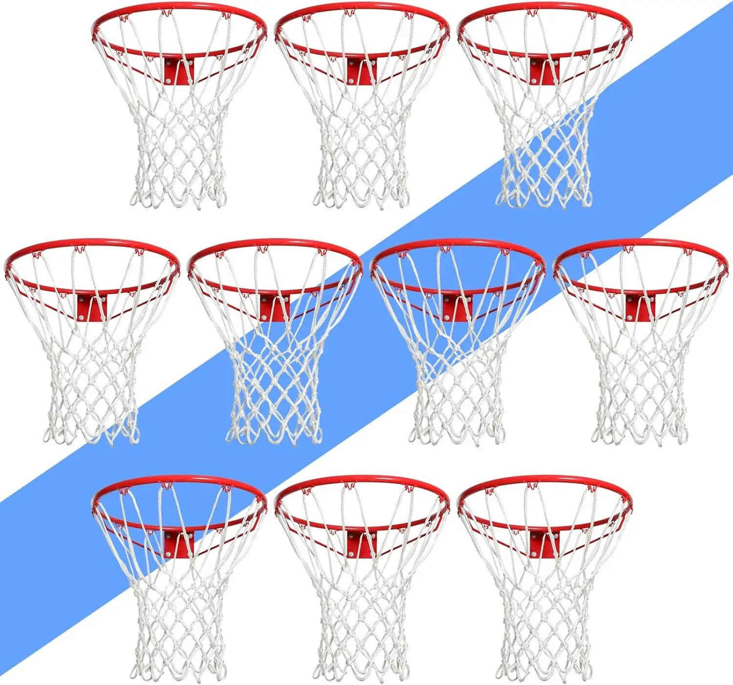 

Heavy Duty Basketball Net, 12 Loops Outdoor Replacement with Anti-Whip for Standard Hoops
