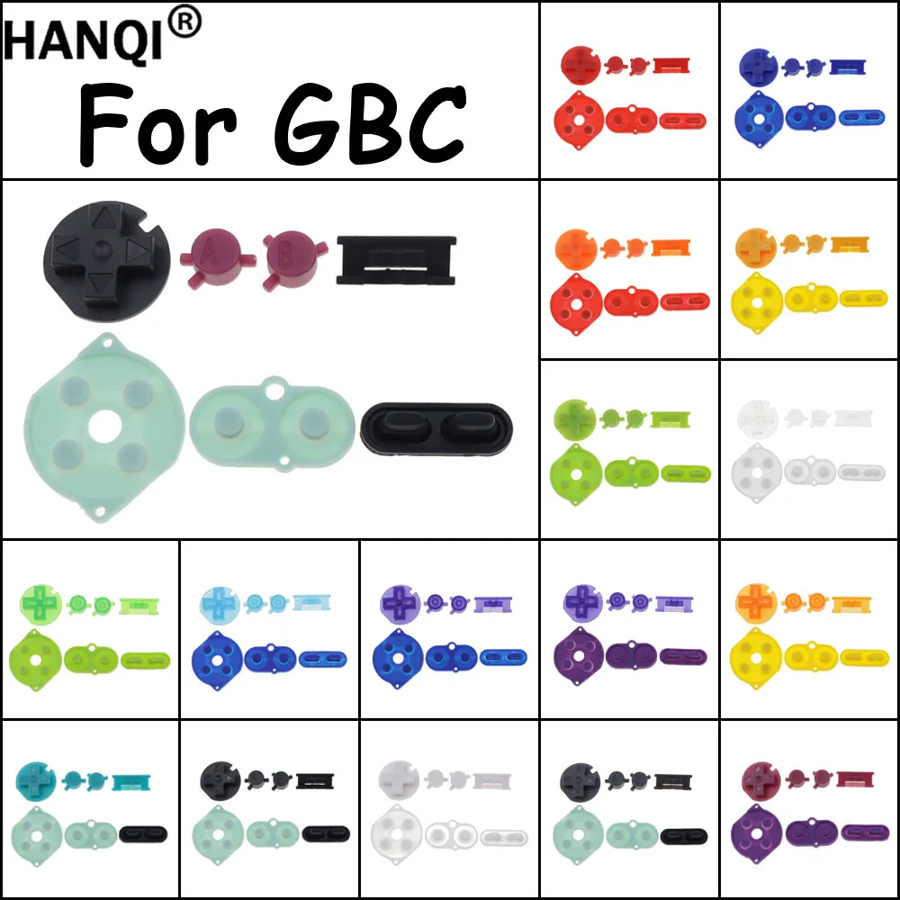 1Set Plastic Power ON OFF Buttons Rubber Conductive Buttons Silicone Pad For Gameboy Color GBC D-pad A-B Start Select Keypad