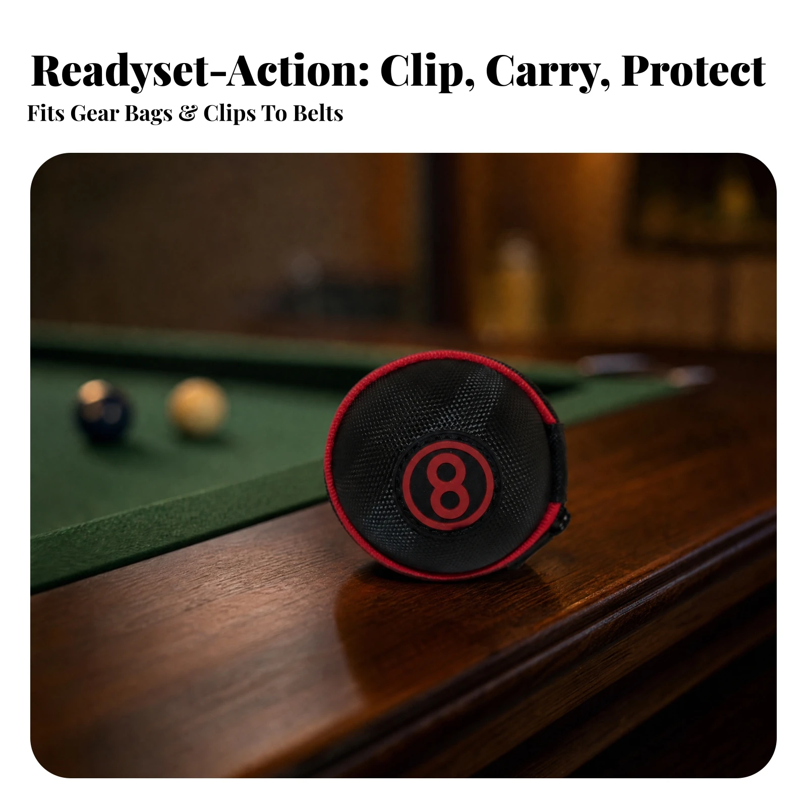 Mini Billiard Ball Storage Pouch Long-Lasting Billiard Cue Ball Case with Clip Pouch with Carabiner Clip Water-Resistant