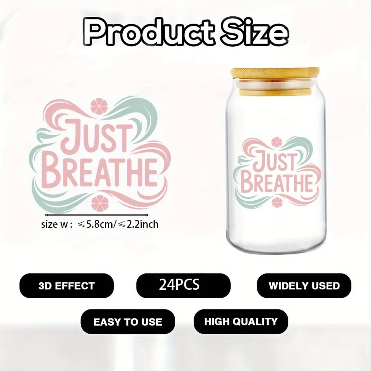 24Pcs/Set Positive Energy Quotes DIY Wrap Stickers Coffee Cups UV DTF Transfers Decor Sticker On Mugs 16OZ Waterproof Sticker view 3