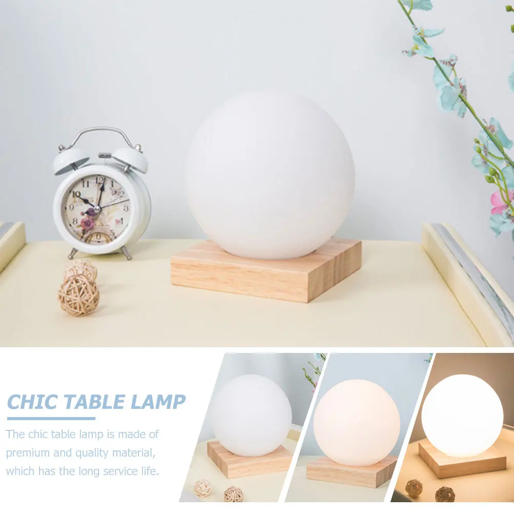 

Wooden Lamp Glass Ball Bedside Night Light Compact Size Bedroom Desk Lamp Us Plug Home Lighting Light